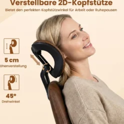 Ergonomischer Bürostuhl Computer-Schreibtischstuhl mit Wildlederstoff Kopfstütze Braun