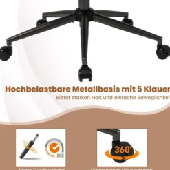 Ergonomischer Bürostuhl Computer-Schreibtischstuhl mit Wildlederstoff Kopfstütze Braun