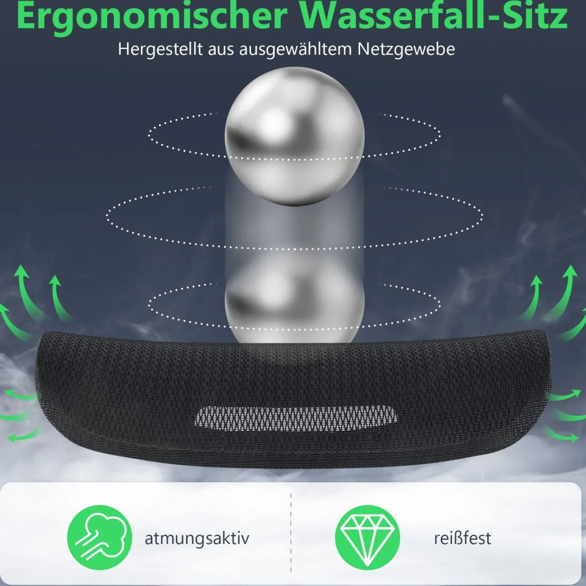 Ergonomischer Bürostuhl Computertischstuhl mit einziehbarer Fußstütze verstellbarer Lendenstütze & Armlehnen Schwarz