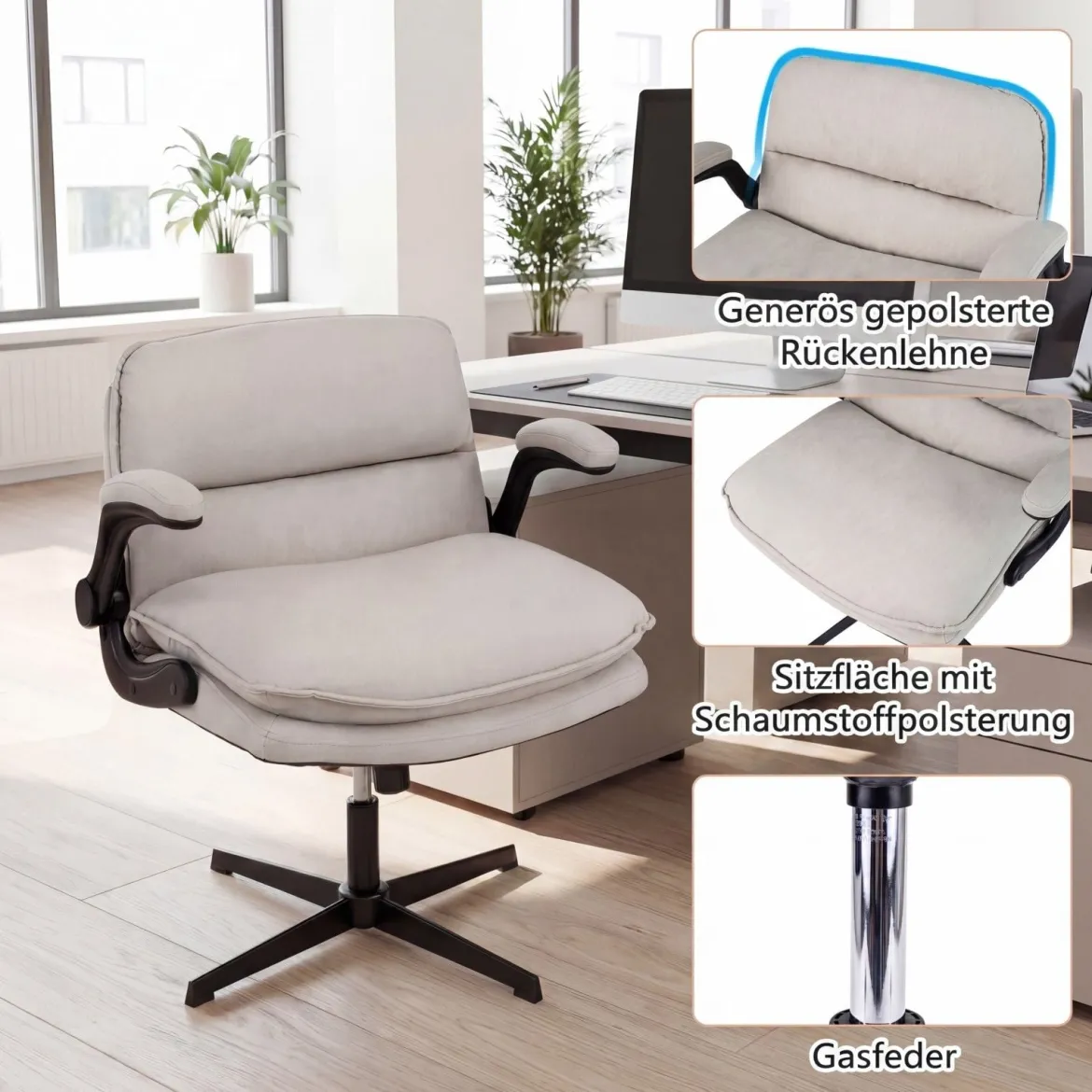 Ergonomischer Bürostuhl Höhenverstellbar Schreibtischstuhl mit Rückenlehne Blastbar bis 150 kg