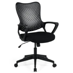 Ergonomischer Bürostuhl mit Atmungsaktive Mesh-Rückenlehne Höhenverstellbarer Drehstuhl Schwarz