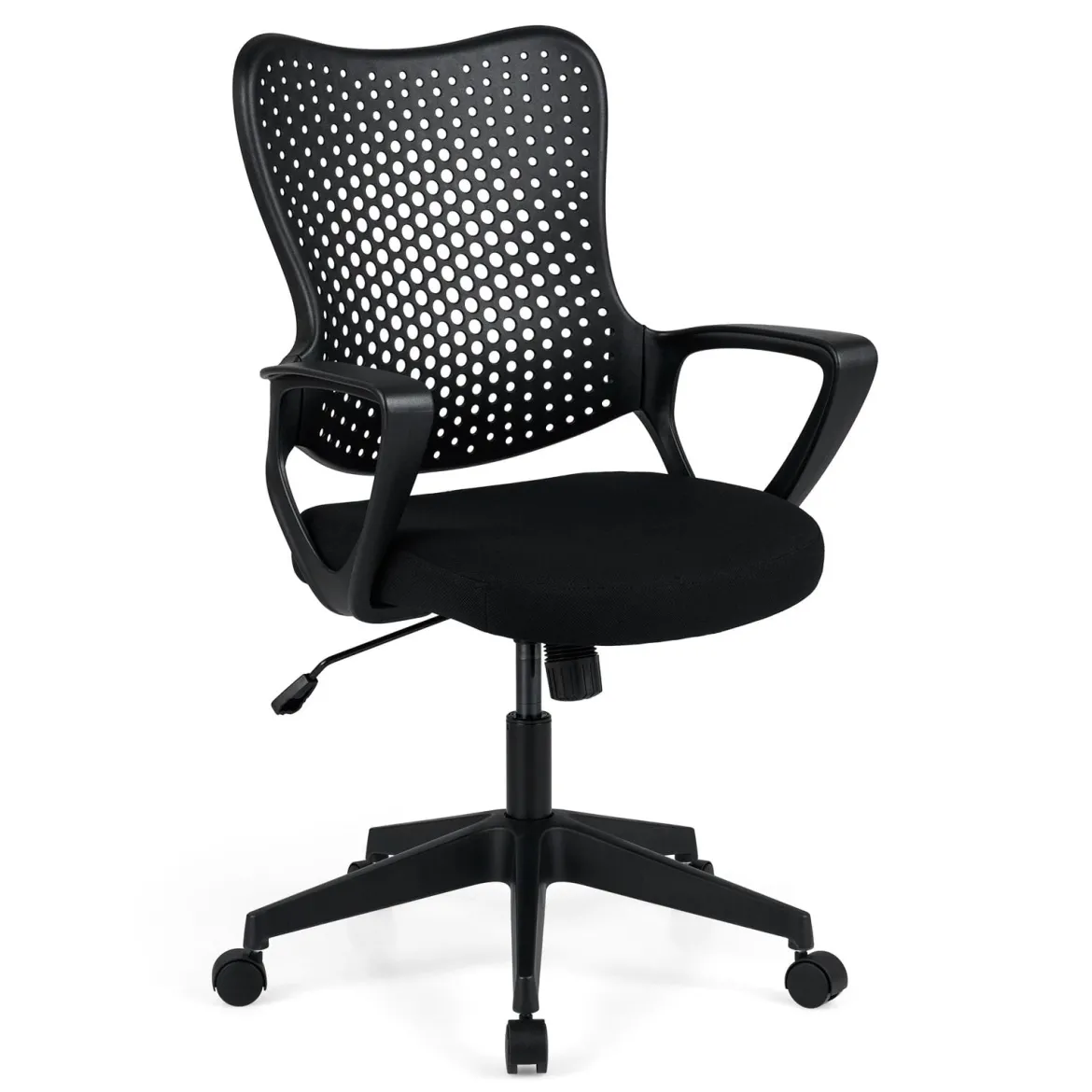 Ergonomischer Bürostuhl mit Atmungsaktive Mesh-Rückenlehne Höhenverstellbarer Drehstuhl Schwarz