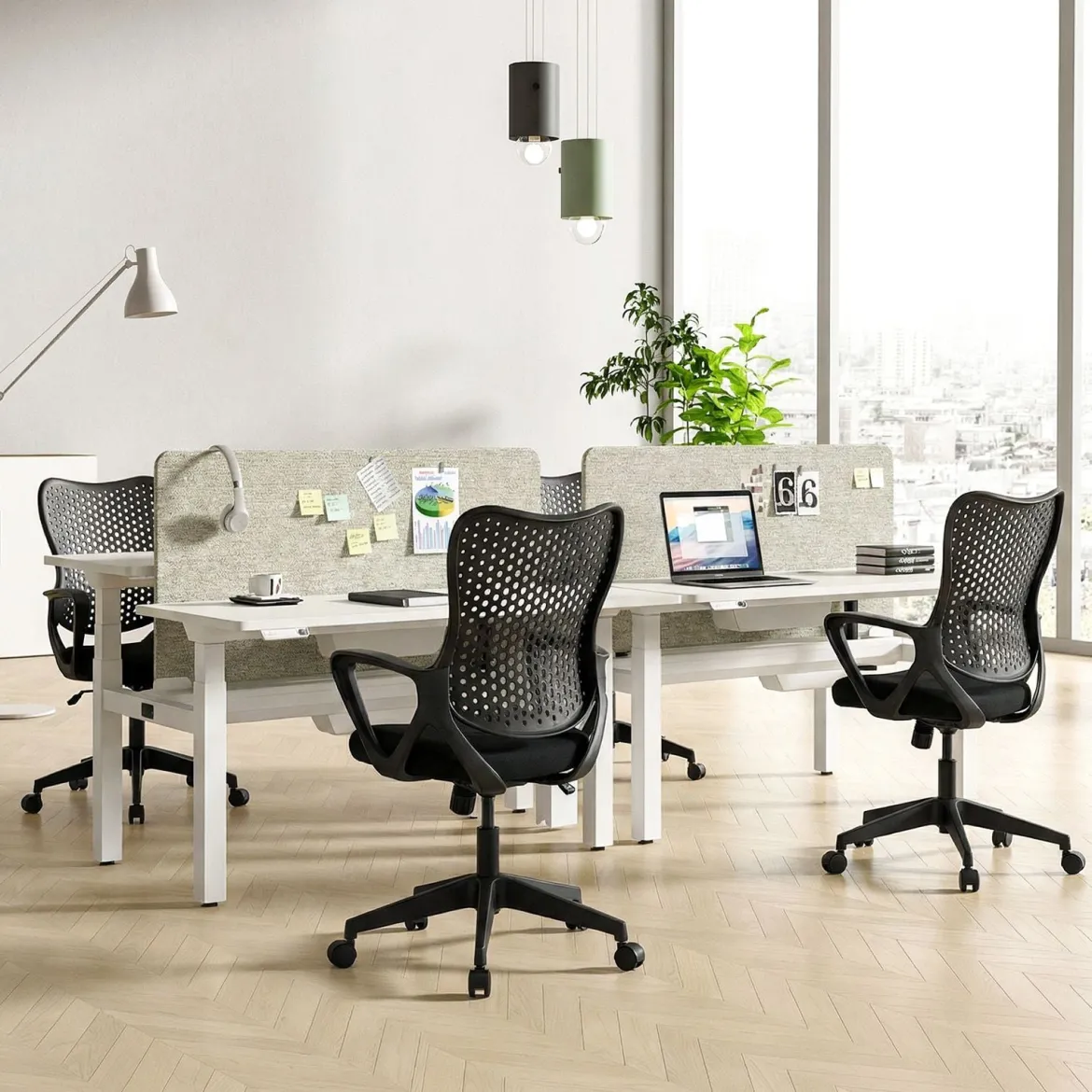 Ergonomischer Bürostuhl mit Atmungsaktive Mesh-Rückenlehne Höhenverstellbarer Drehstuhl Schwarz