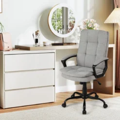 Ergonomischer Bürostuhl mit Armlehnen & Rollen Höhenverstellbarer Drehstuhl Computerstuhl