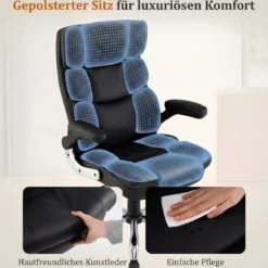 Ergonomischer Bürostuhl mit Ausklappbaren Armlehnen & Wippfunktion Chefsessel Computerstuhl