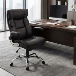 Ergonomischer Bürostuhl mit Ausklappbaren Armlehnen & Wippfunktion Chefsessel Computerstuhl