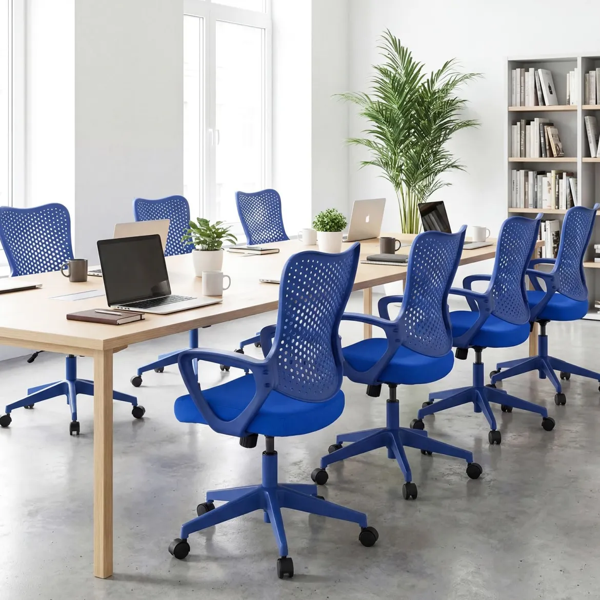 Ergonomischer Bürostuhl mit Atmungsaktive Mesh-Rückenlehne Höhenverstellbarer Drehstuhl Blau