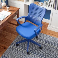Ergonomischer Bürostuhl mit Atmungsaktive Mesh-Rückenlehne Höhenverstellbarer Drehstuhl Blau