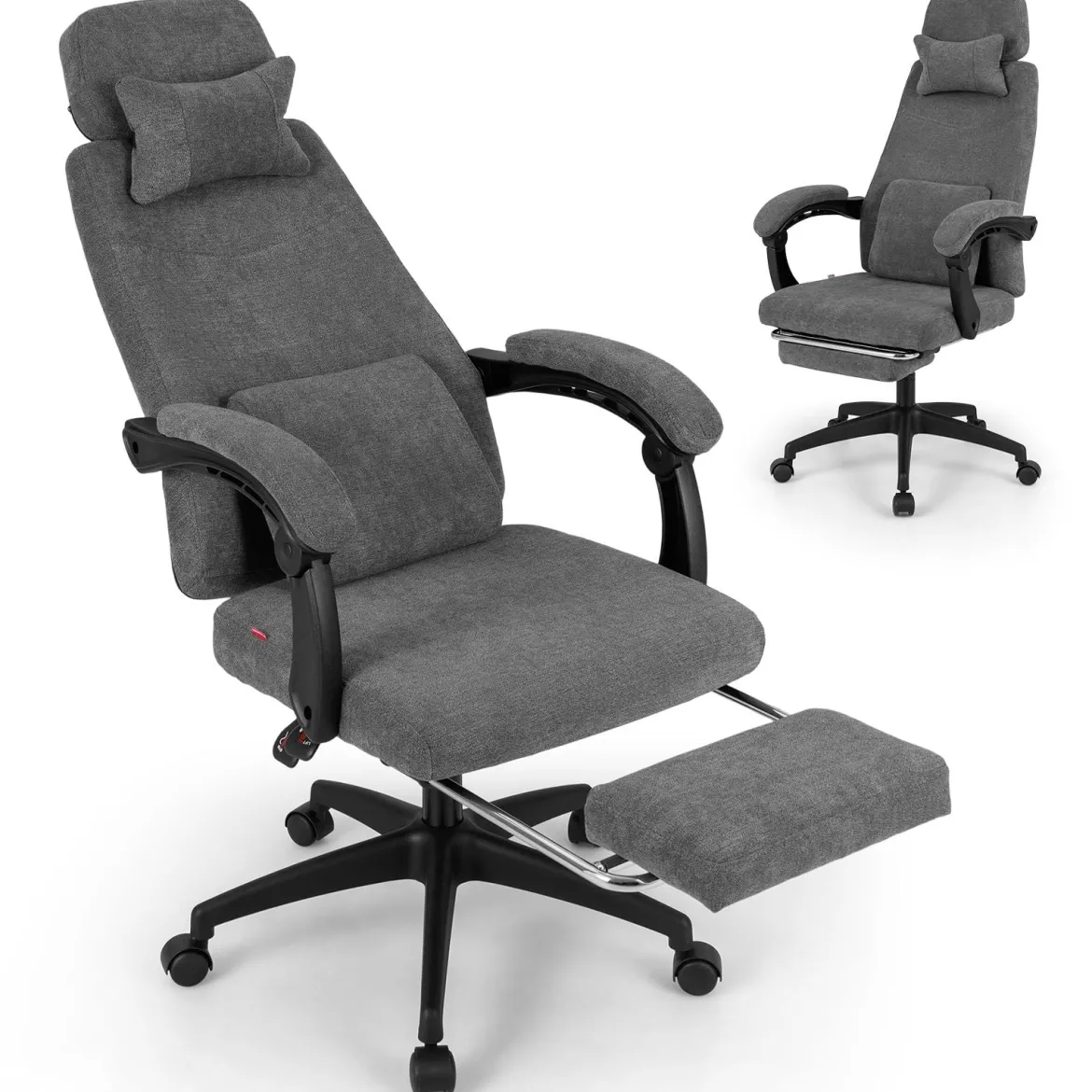 Ergonomischer Bürostuhl mit Einziehbarer Fußstütze & Verstellbarer Rückenlehne