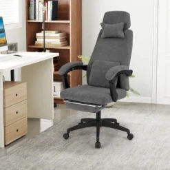 Ergonomischer Bürostuhl mit Einziehbarer Fußstütze & Verstellbarer Rückenlehne