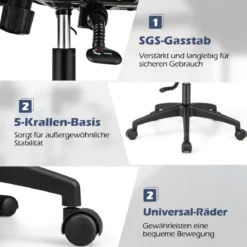 Ergonomischer Bürostuhl mit Einziehbarer Fußstütze & Verstellbarer Kopfstütze Computerstuhl