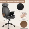 Ergonomischer Bürostuhl mit Gebogenen Armlehnen & Rückenlehne & Kopfstütze Schreibtischstuhl Drehstuhl