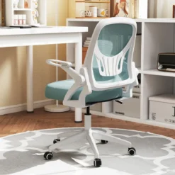 Ergonomischer Bürostuhl mit Hochklappbaren Armlehnen & Wippfunktion Schreibtischstuhl Blau