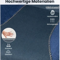 Ergonomischer Bürostuhl mit Leinenstoff & Verstellbarer Rückenlehne & Kopfstütze Schreibtischstuhl Blau