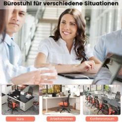 Ergonomischer Bürostuhl mit Rückenlehne & Lendenstütze & komfortabler 3D-Kopfstütze bis 180 kg
