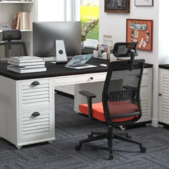 Ergonomischer Bürostuhl mit Rückenlehne & Lendenstütze & komfortabler 3D-Kopfstütze bis 180 kg