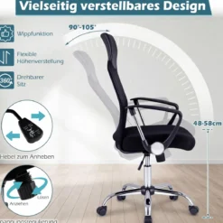 Ergonomischer Bürostuhl mit Wippfunktion Höhenverstellbarer Schreibtischstuhl Gaming Stuhl