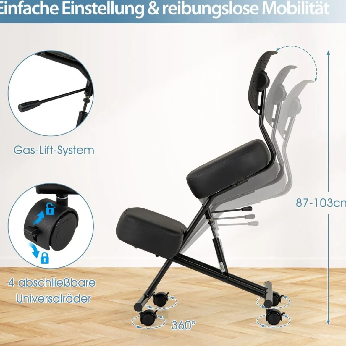Ergonomischer Kniestuhl mit Schrägem Sitz zur Schmerzlinderung Orthopädischer Bürostuhl