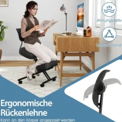 Ergonomischer Kniestuhl mit Schrägem Sitz zur Schmerzlinderung Orthopädischer Bürostuhl
