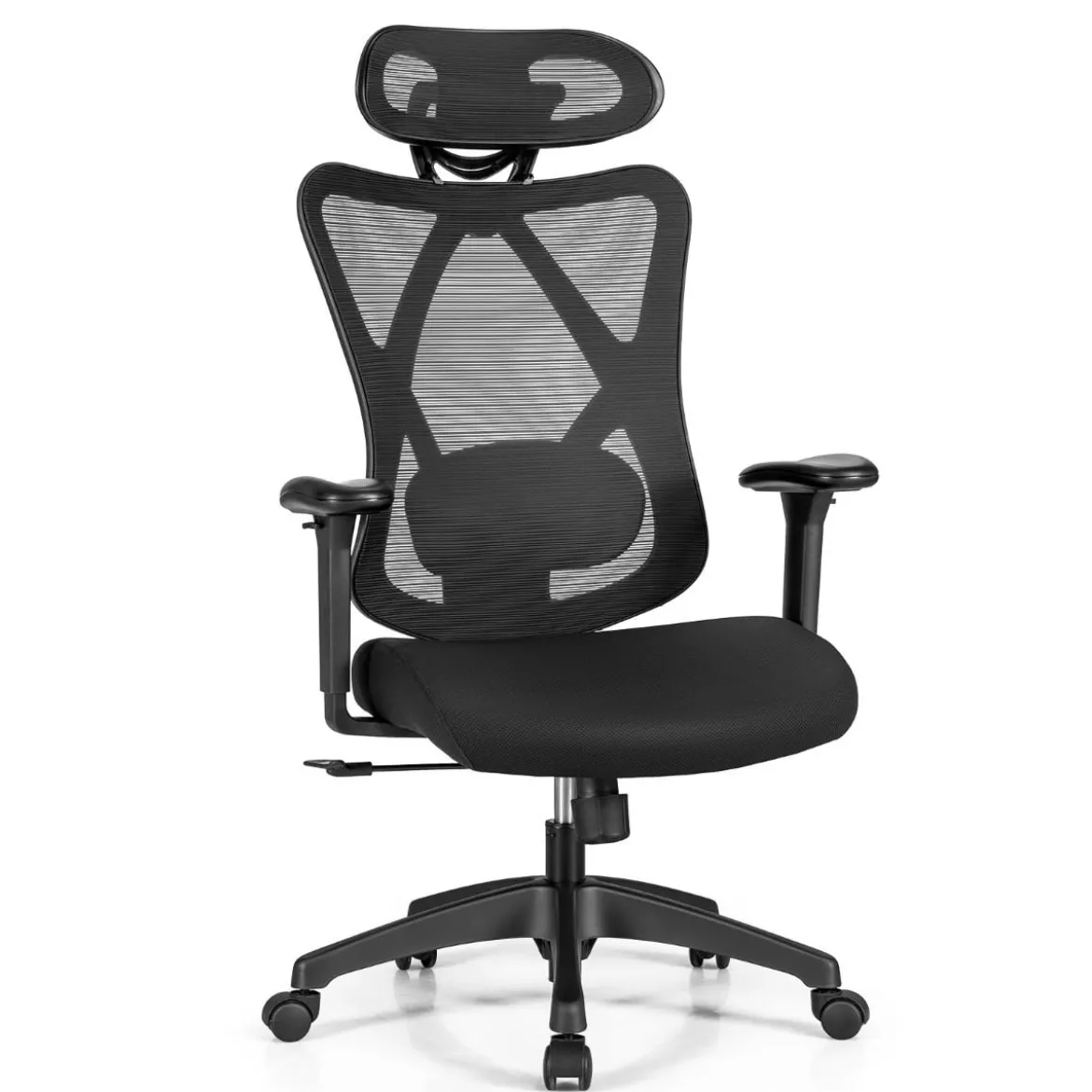 Ergonomischer Verstellbarer Drehstuhl Chefsessel mit Hoher Rückenlehne Schwarz