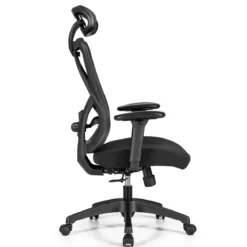 Ergonomischer Verstellbarer Drehstuhl Chefsessel mit Hoher Rückenlehne Schwarz
