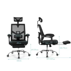 Ergonomischer Zurück Klappbarer Stuhl Computerstuhl Bürostuhl Höhenverstellbar Schwarz
