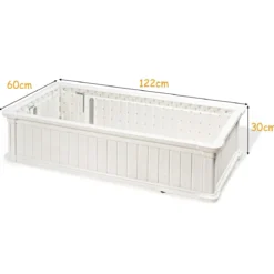 Erhöhter Outdoor Pflanzenkübel Gartenbeet Pflanzgefäß für Terrasse und Garten 122 x 60 x 30 cm Weiß