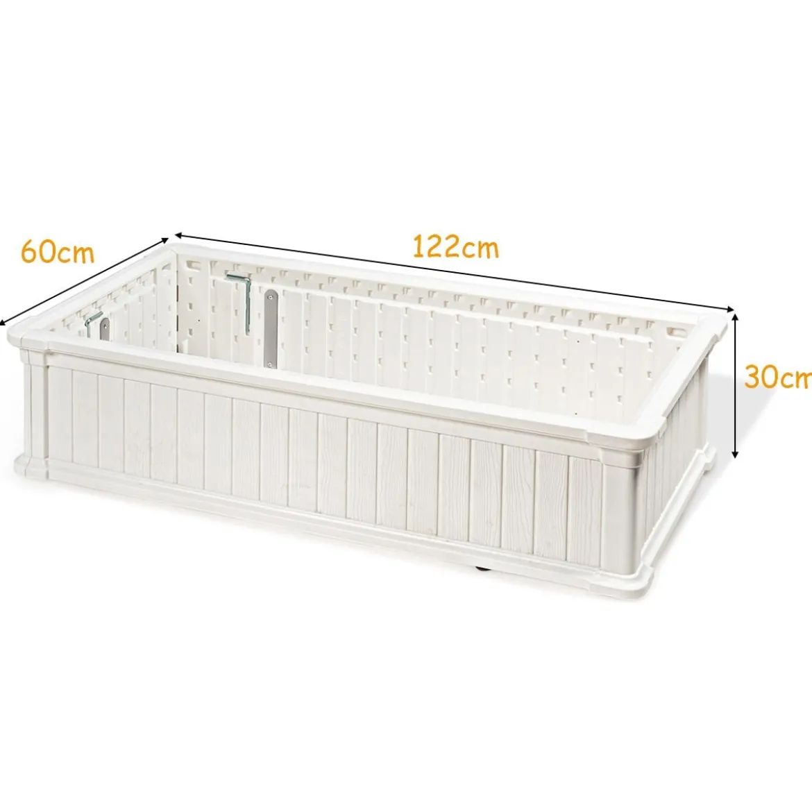 Erhöhter Outdoor Pflanzenkübel Gartenbeet Pflanzgefäß für Terrasse und Garten 122 x 60 x 30 cm Weiß