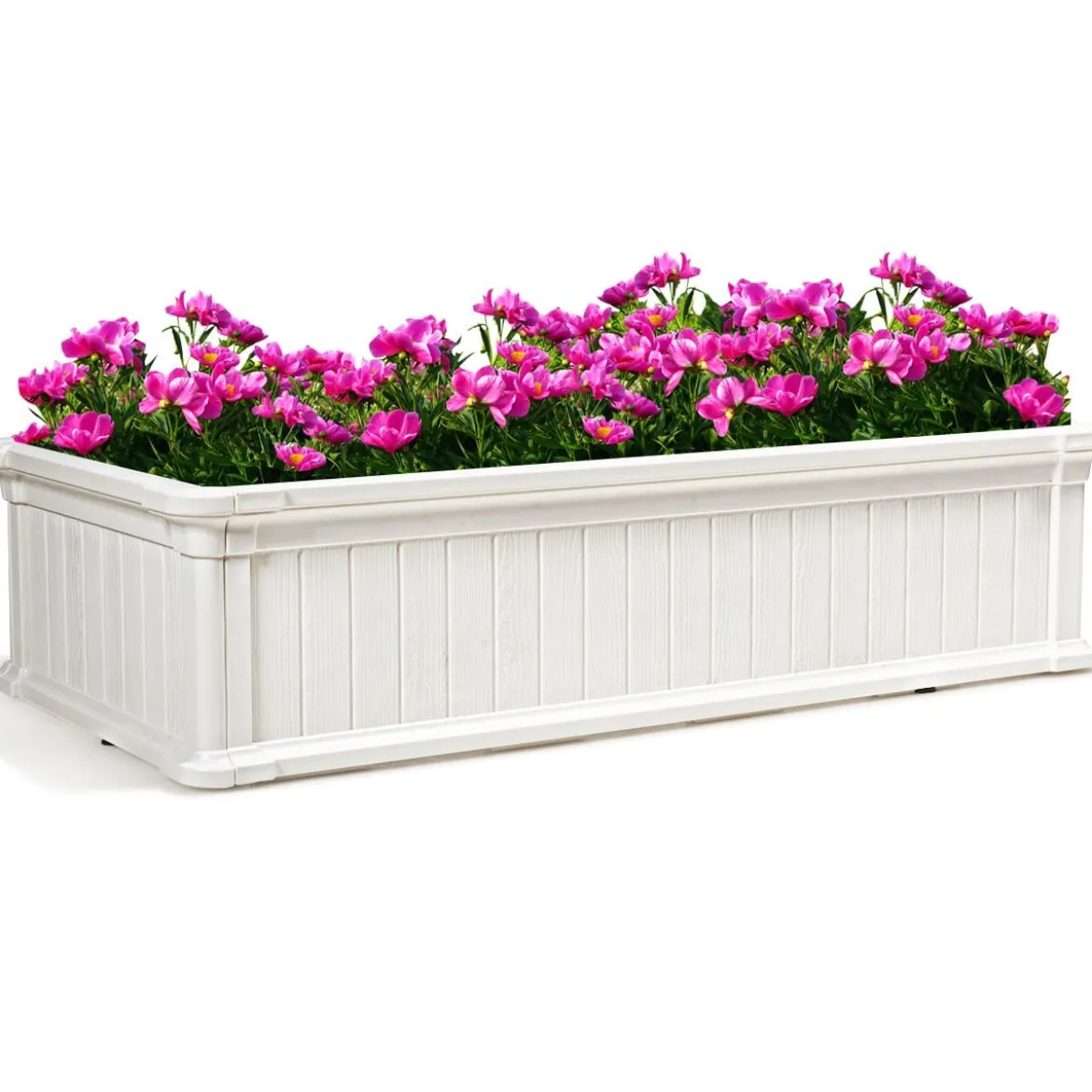 Erhöhter Outdoor Pflanzenkübel Gartenbeet Pflanzgefäß für Terrasse und Garten 122 x 60 x 30 cm Weiß