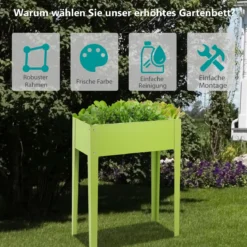 Erhöhter Pflanzkasten Metall-Hochbeet mit reichlich Pflanzfläche Pflanzkasten mit 2 Drainagelöchern 60 x 30 x 80cm