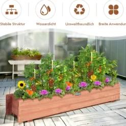 Erhöhtes Gartenbeet Pflanzkasten aus Tannenholz für Garten 91,5 x 18 x 16 cm Braun