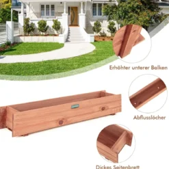 Erhöhtes Gartenbeet Pflanzkasten aus Tannenholz für Garten 91,5 x 18 x 16 cm Braun