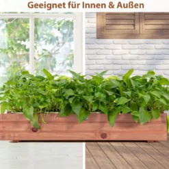 Erhöhtes Gartenbeet Pflanzkasten aus Tannenholz für Garten 91,5 x 18 x 16 cm Braun