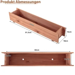 Erhöhtes Gartenbeet Pflanzkasten aus Tannenholz für Garten 91,5 x 18 x 16 cm Braun