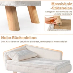 Erhöhtes Haustierbett für mittelgroße & kleine Haustiere Hundesofa mit abnehmbarem gepolstertem Kissen & Kopfkissen Weiß