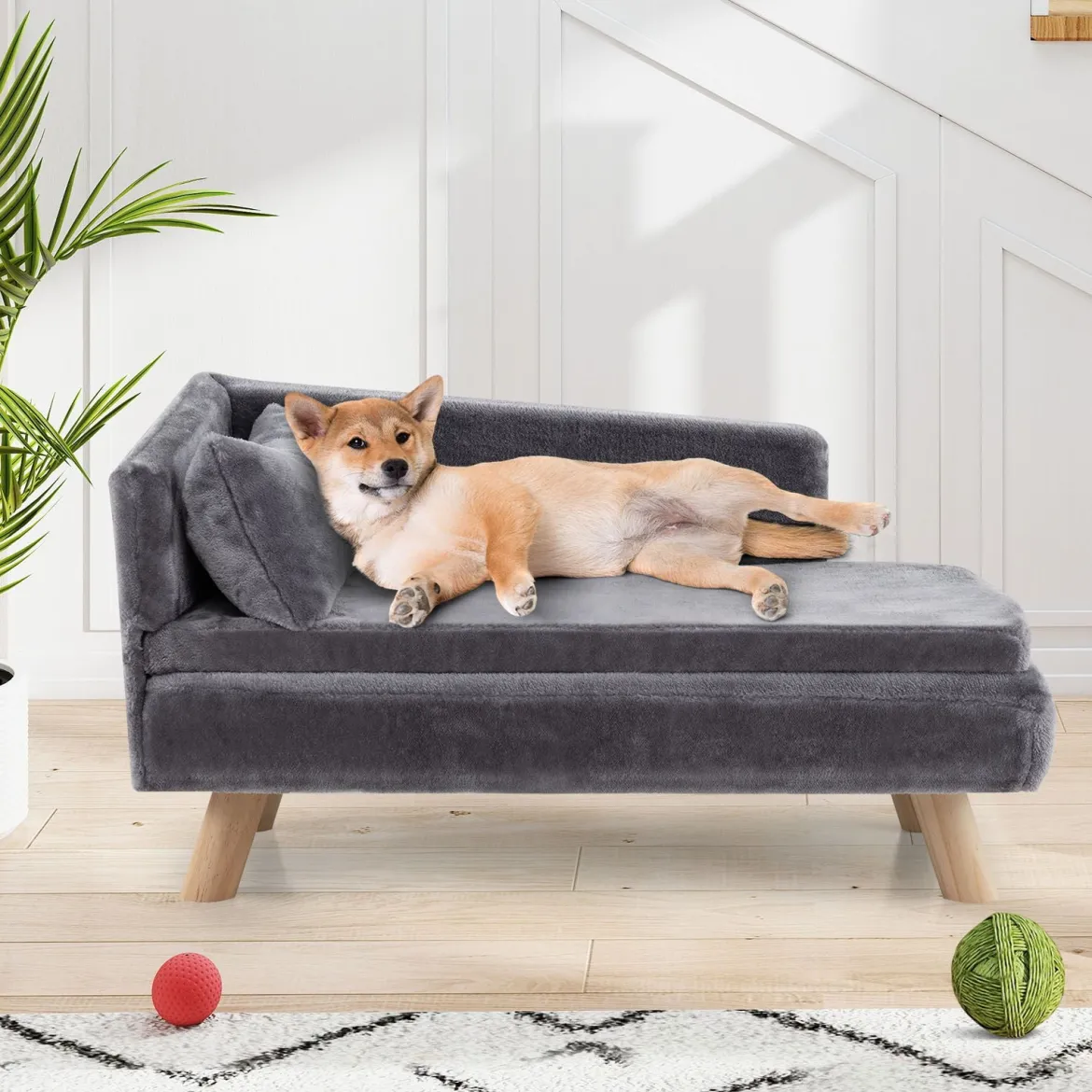 Erhöhtes Hundesofa für mittelgroße & kleine Hunde Welpen Katzen und Kätzchen Hundecouch Grau