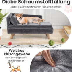 Erhöhtes Hundesofa für mittelgroße & kleine Hunde Welpen Katzen und Kätzchen Hundecouch Grau