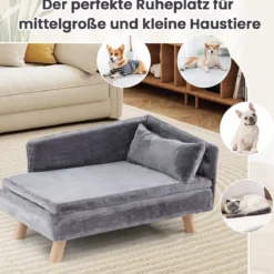 Erhöhtes Hundesofa für mittelgroße & kleine Hunde Welpen Katzen und Kätzchen Hundecouch Grau