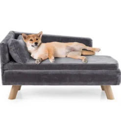 Erhöhtes Hundesofa für mittelgroße & kleine Hunde Welpen Katzen und Kätzchen Hundecouch Grau