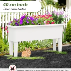 2er Hochbeet Gartenbeet aus Kunststoff 29 L Pflanzkasten mit abnehmbaren Beinen & Drainageloch Weiß
