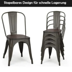 4er Metallstuhl Esszimmerstuhl mit Rückenlehne & Metallkonstruktion Bistrohstuhl Barstuhl Bronze