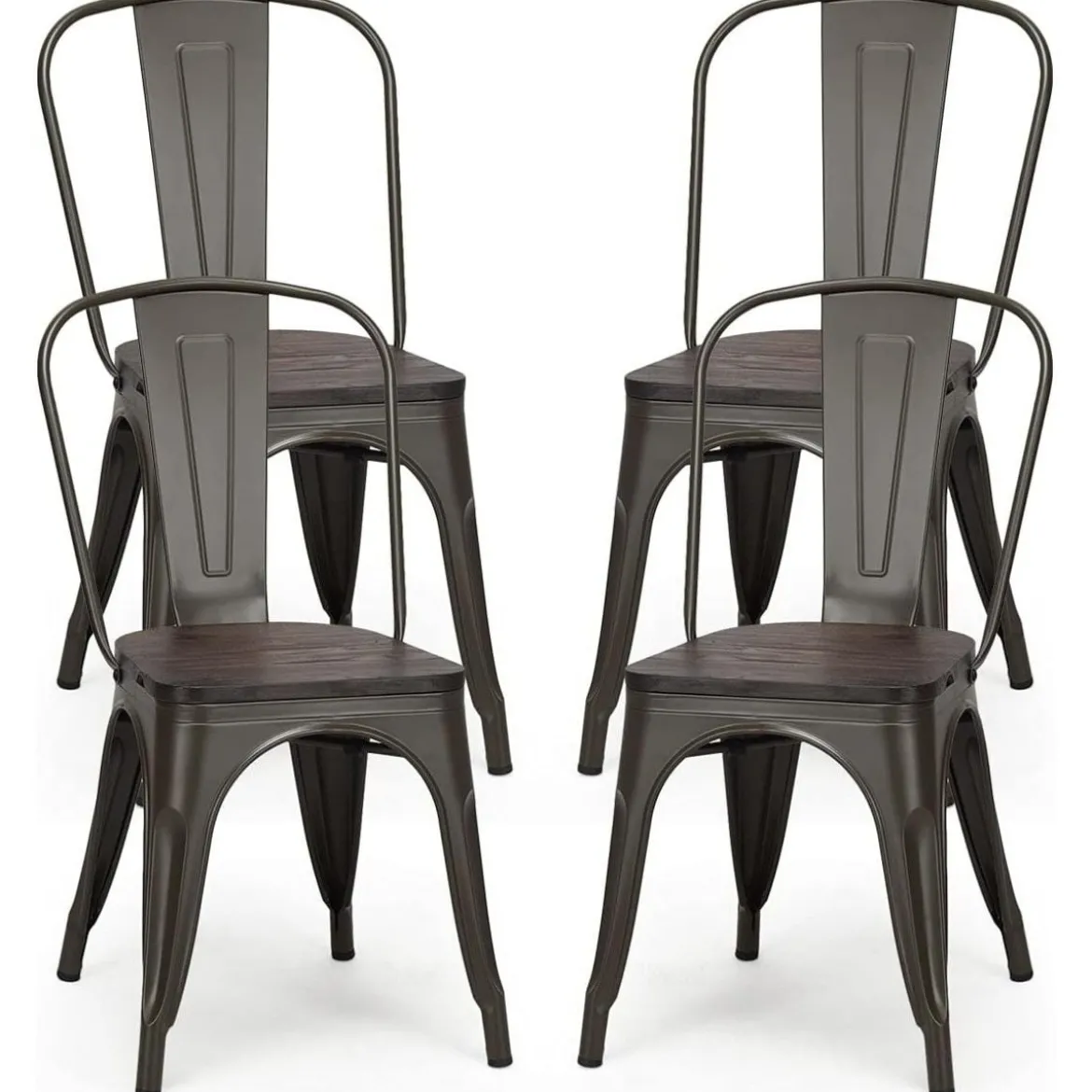 4er Metallstuhl Esszimmerstuhl mit Rückenlehne & Metallkonstruktion Bistrohstuhl Barstuhl Bronze