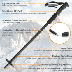 2er Pack ausfahrbare Wanderstöcke Trekkingstöcke Nordic Walking Stöcke Teleskop Trekkingstöcke verstellbar