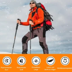 2er Pack ausfahrbare Wanderstöcke Trekkingstöcke Nordic Walking Stöcke Teleskop Trekkingstöcke verstellbar