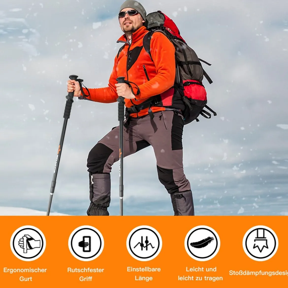 2er Pack ausfahrbare Wanderstöcke Trekkingstöcke Nordic Walking Stöcke Teleskop Trekkingstöcke verstellbar