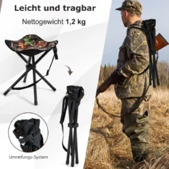2er-Pack Faltbarer Jagdhocker Leichter Klappbarer Outdoor-Sitz mit Schultergurt 32 x 32 x 40 cm Tarnmuster