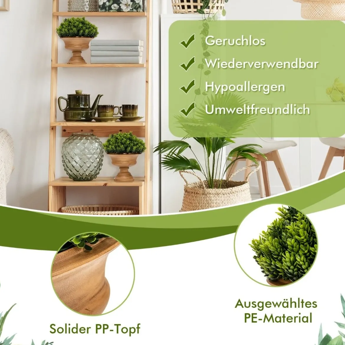4er-Pack Künstliche Mini-Topfpflanzen für den Innenbereich mit Vintage-Blumentöpfen