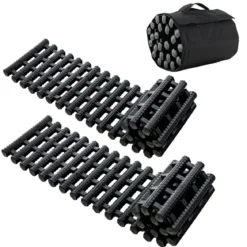 2er-Pack Reifen-Traktionsmatten mit Tasche Notfall-Traktionshilfe Schwarz 98 x 21 x 2,8 cm