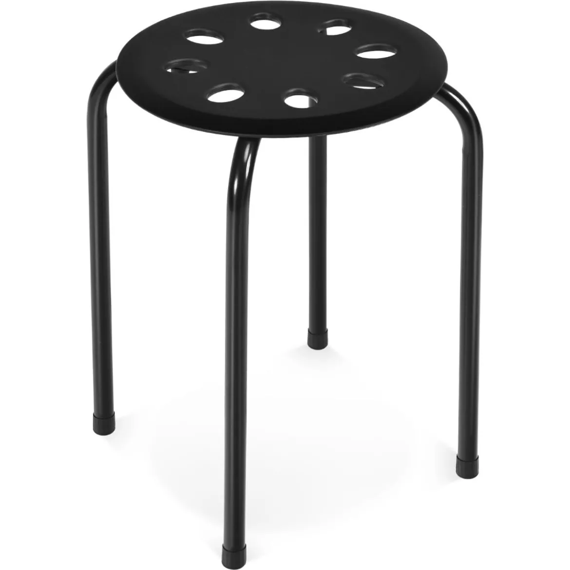 6er-Pack stapelbare Metallhocker mit X-förmigem Metallrahmen Runder Sitz Schwarz