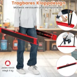 2er-Pack tragbare Sägeböcke galvanisierter Metall-Arbeitsbock mit rutschfester Oberseite Schwarz + Orange